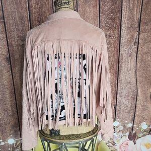 OOAK PINK PONY CLUB FAUX SUEDE FRINGE JACKET SM-LG